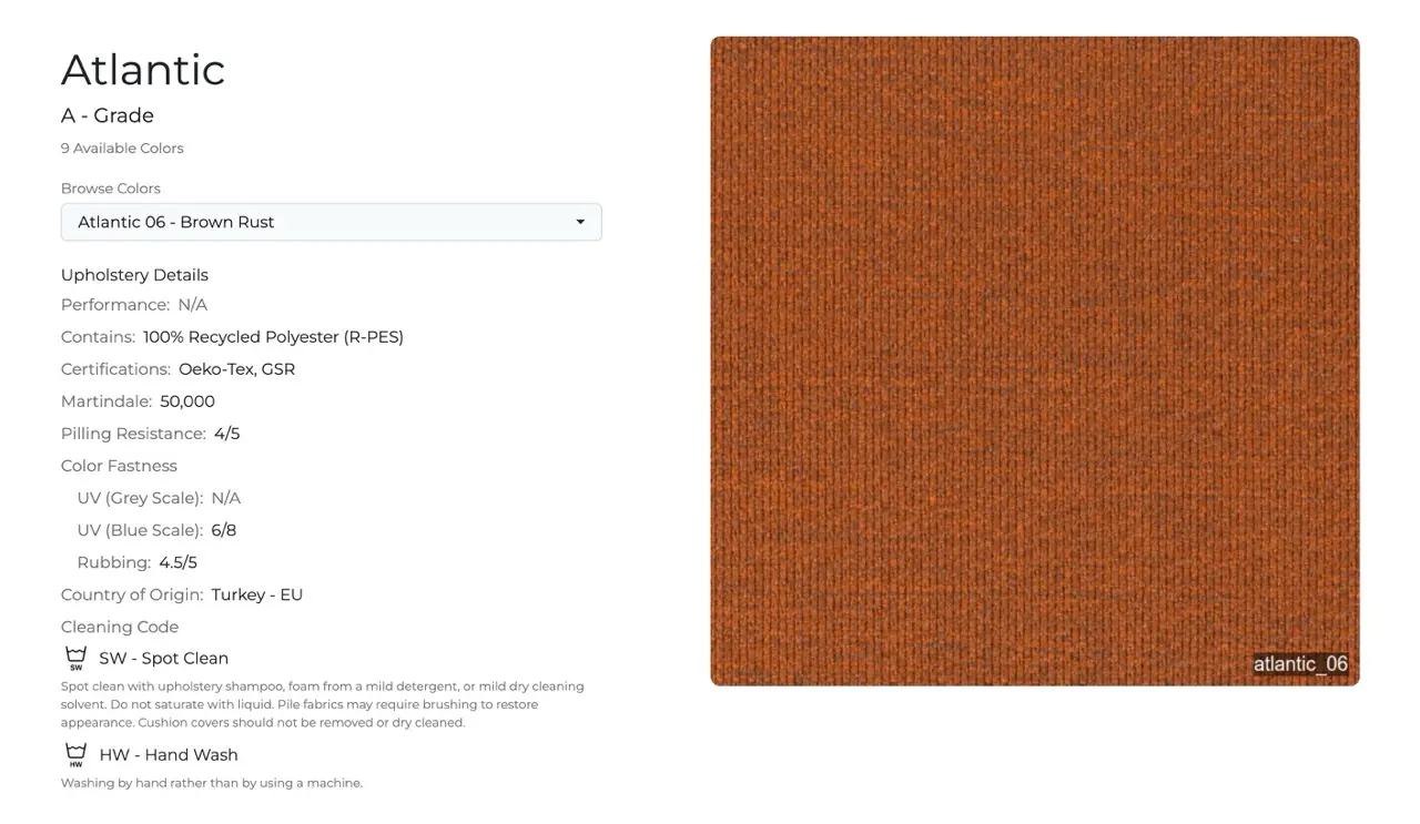 Upholstery Details Page Upholstery Details page