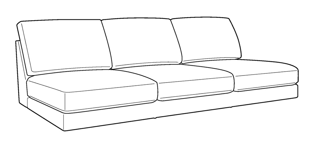 Capri Armless Wide Sofa-3 Seats