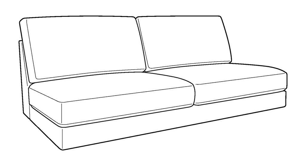 Capri Armless Sofa-2 Seats