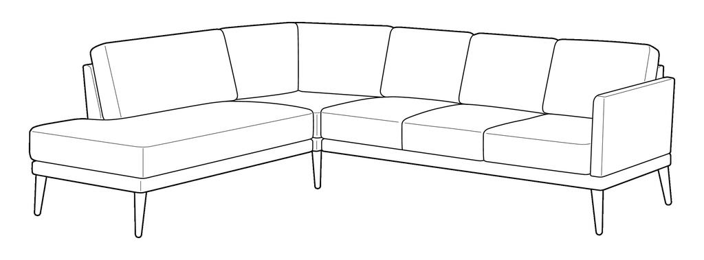 Viola Large Sectional LHF Chaise + RHF Sofa 3 Cushions