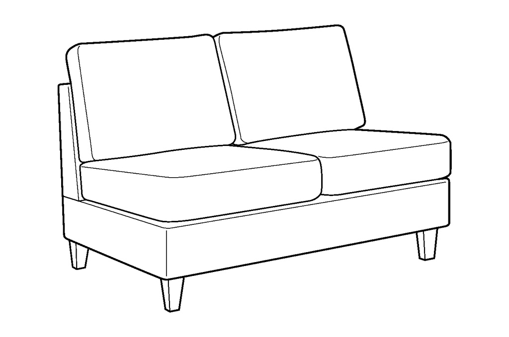 Flex Armless Loveseat Module - Stationary