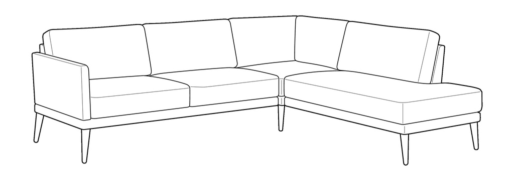 Viola Large Sectional LHF Sofa 2 Cushions+ RHF Chaise