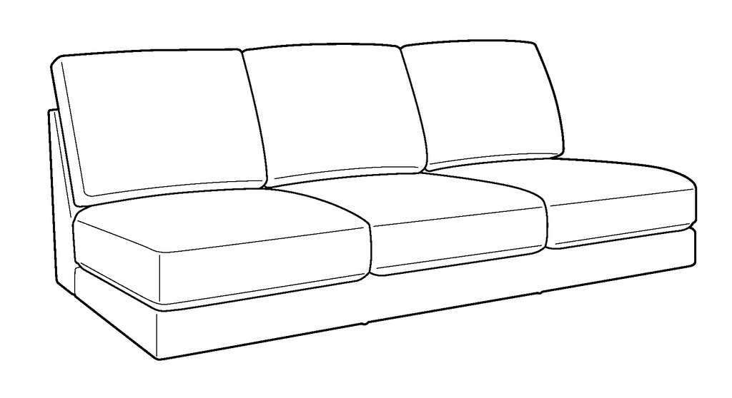 Capri Armless Sofa-3 Seats