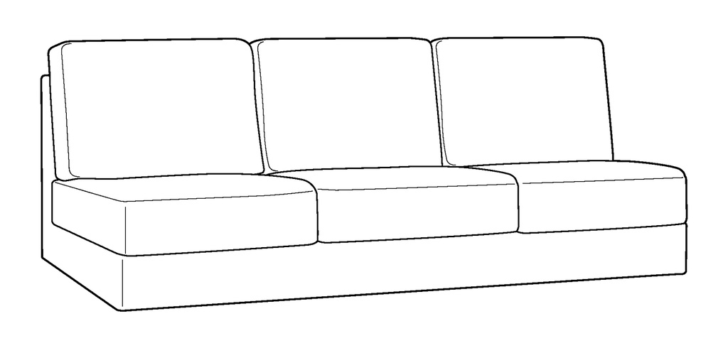 Koli Armless 3-Seat Sofa Module - Stationary