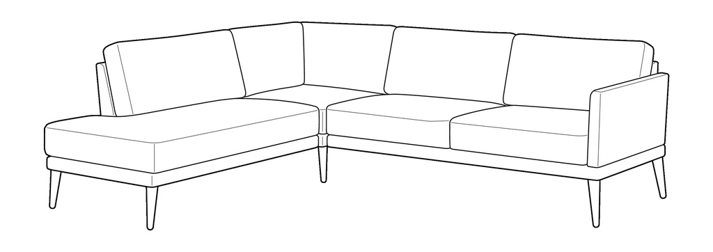Viola Large Sectional LHF Chaise + RHF Sofa 2 Cushions