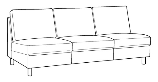 Moduli Armless Sofa 3 Seat