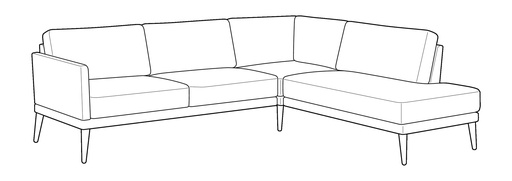 Viola Large Sectional LHF Sofa 2 Cushions+ RHF Chaise