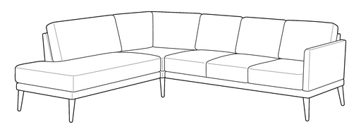 Viola Large Sectional LHF Chaise + RHF Sofa 3 Cushions