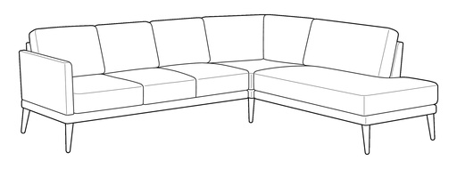 Viola Large Sectional LHF Sofa 3 Cushion + RHF Chaise