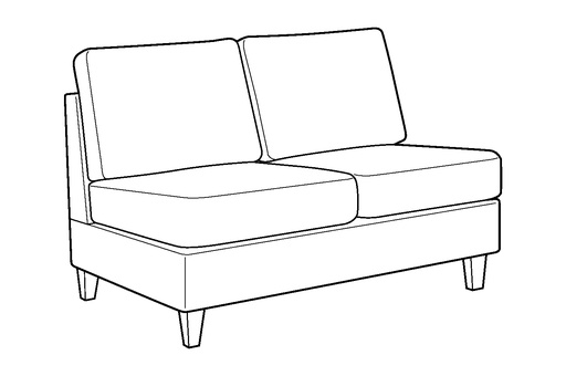 Flex Armless Loveseat Module - Stationary